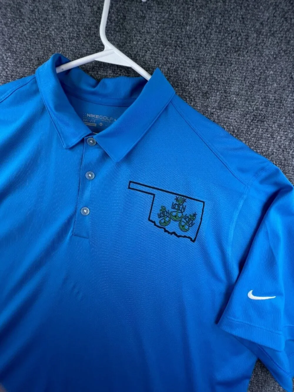Nike Golf Dri-fit Mens Blue Short Sleeve Polo Shirt XL Oklahoma Navy Military